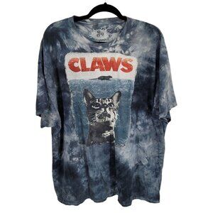 ODM mens 2xl Claws blue white acid wash round neck short sleeve cotton t shirt